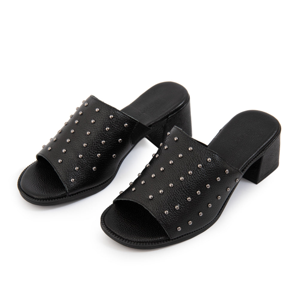 Sandalia coral cuero negro