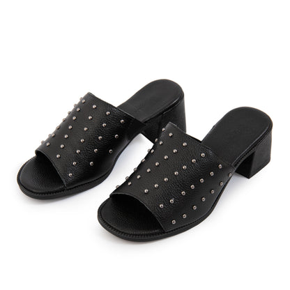 Sandalia coral cuero negro