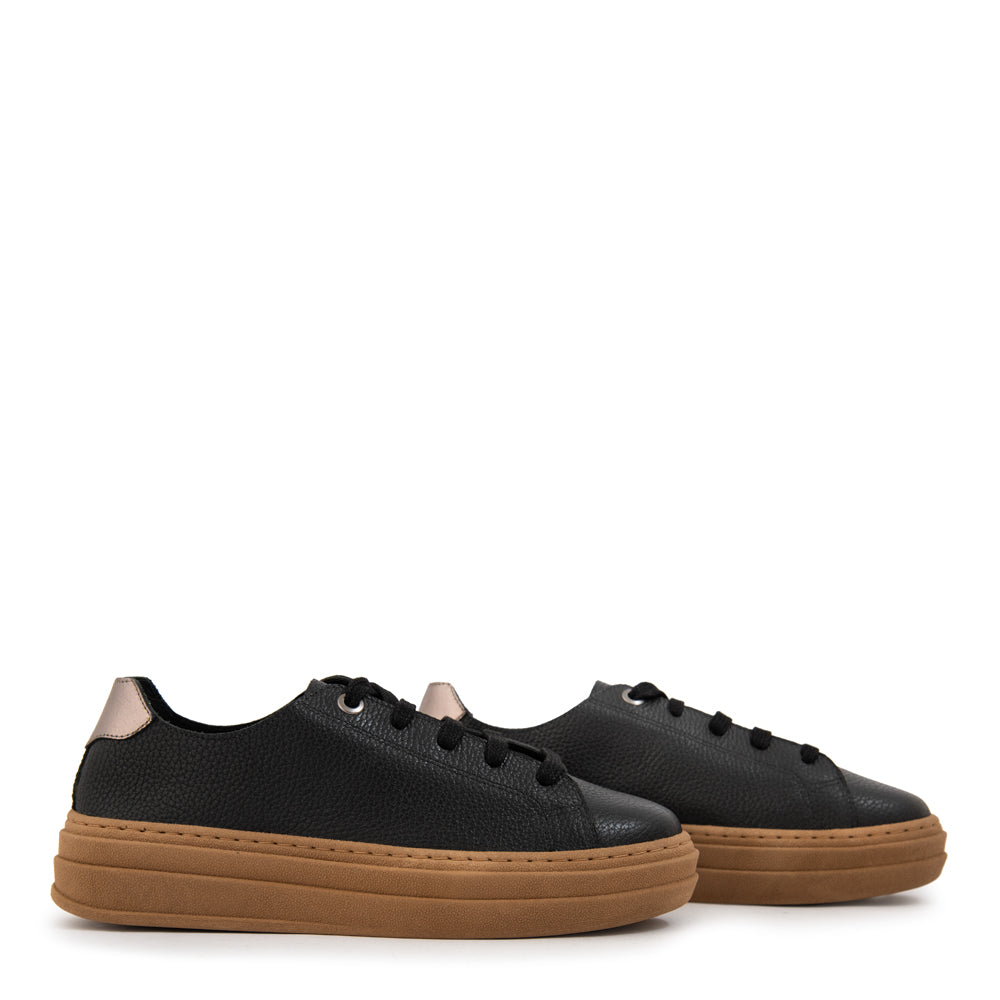 Zapatilla corina cuero negro
