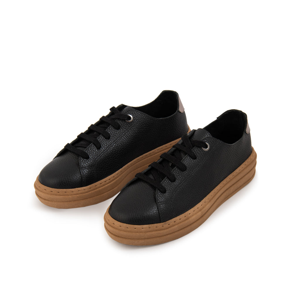 Zapatilla corina cuero negro