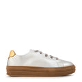 Zapatilla corina cuero plateado
