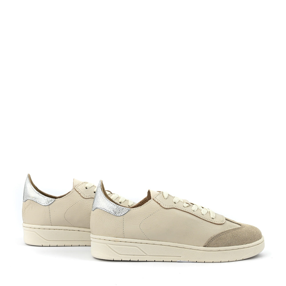 Zapatilla cote cuero blanco crudo