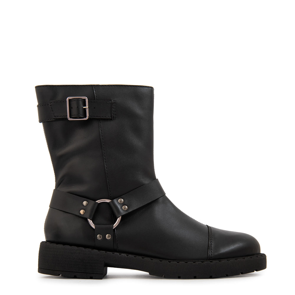 Botin Taco cristina cuero negro