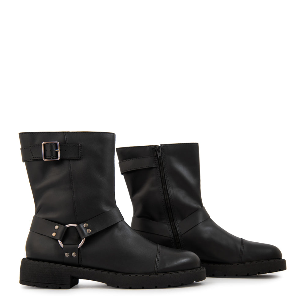 Botin Taco cristina cuero negro