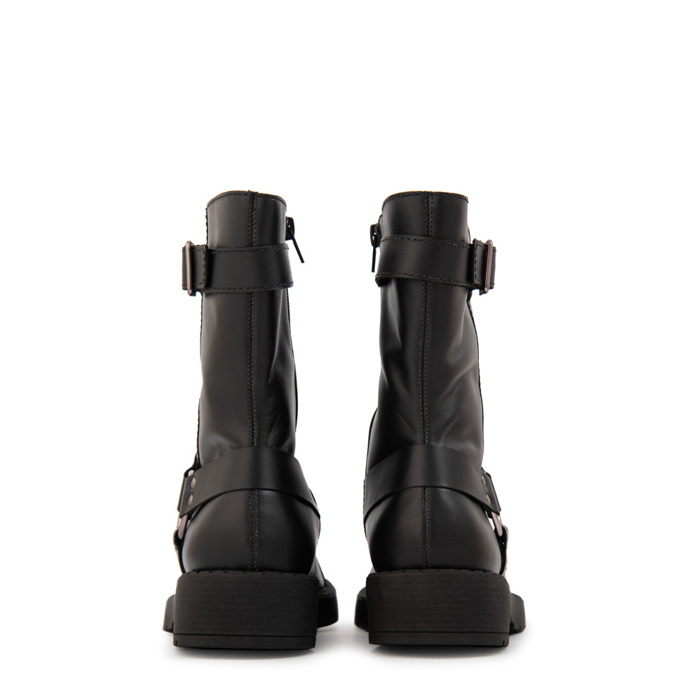 Botin Taco cristina cuero negro