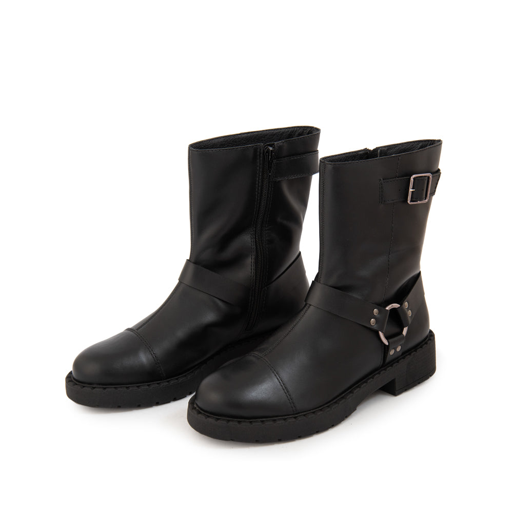 Botin Taco cristina cuero negro