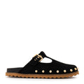 Sandalia crystal cuero negro