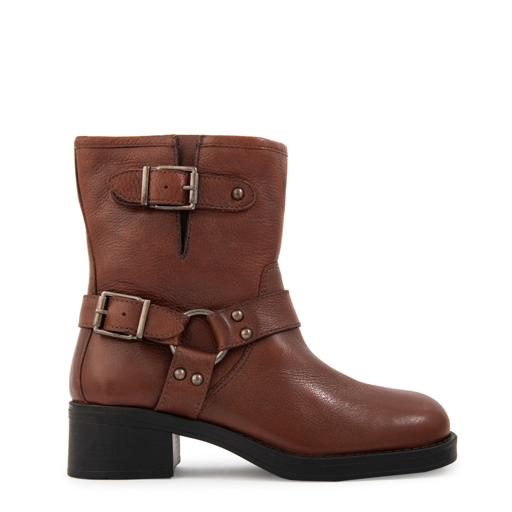 Botin biker dakota cuero café medio