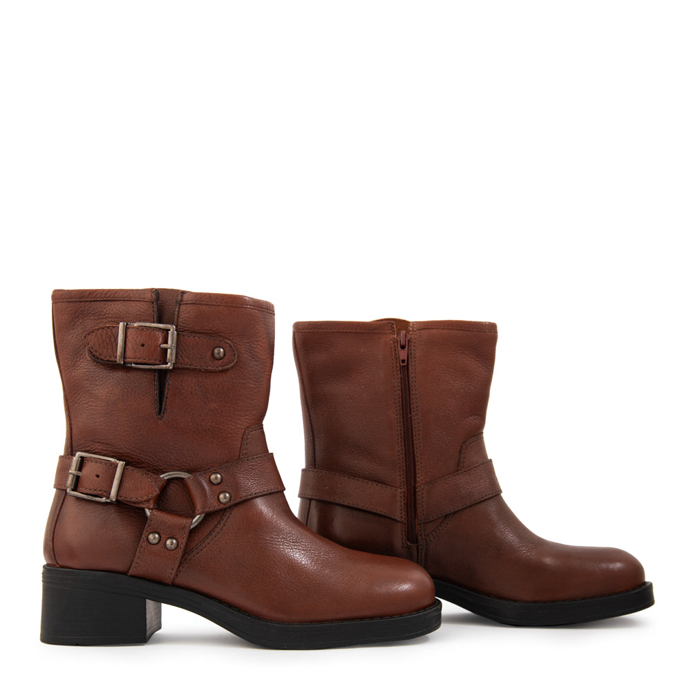 Botin biker dakota cuero café medio