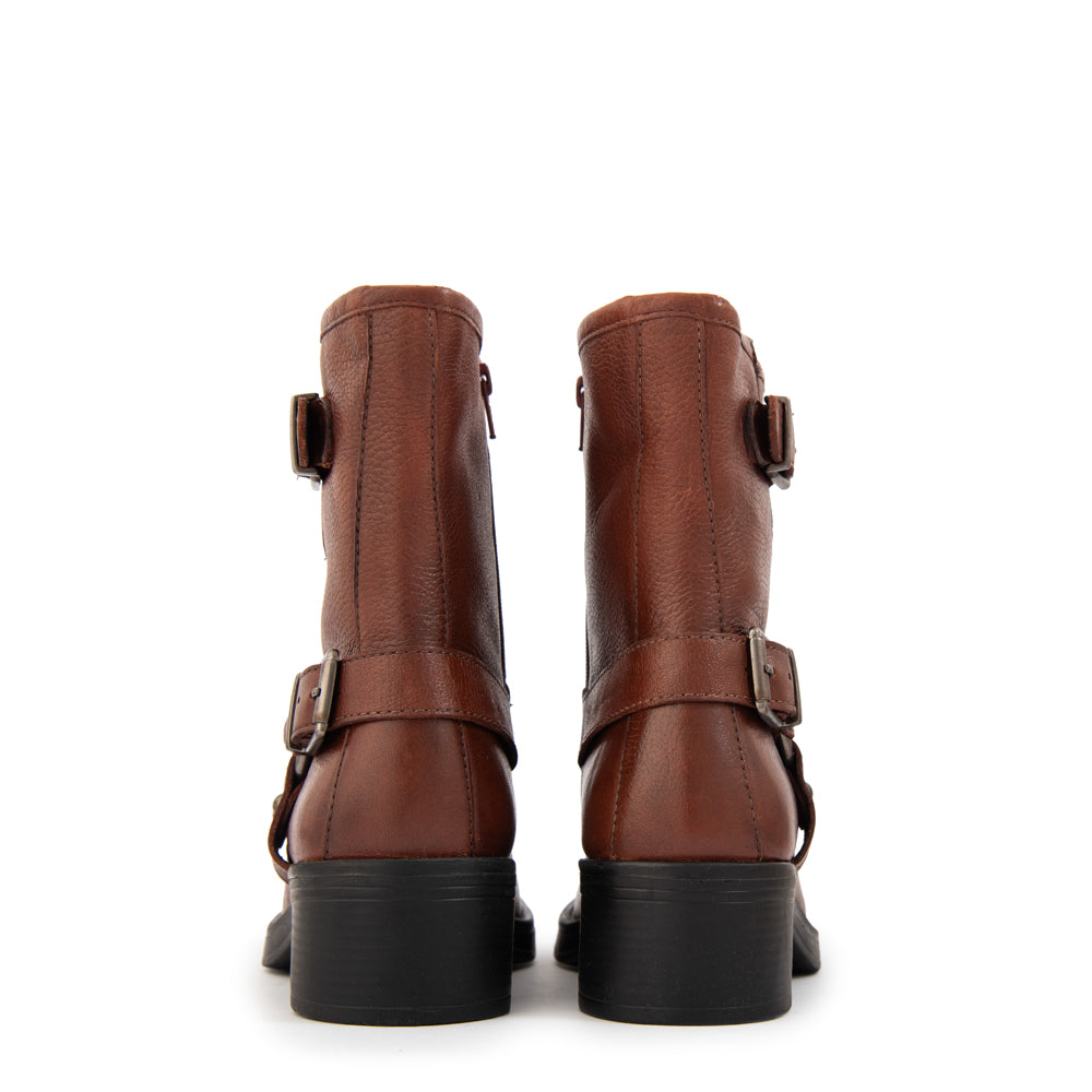 Botin biker dakota cuero café medio