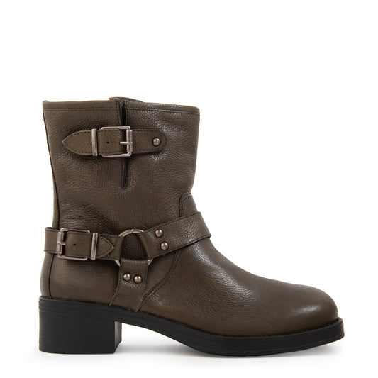 Botin biker dakota cuero verde oliva