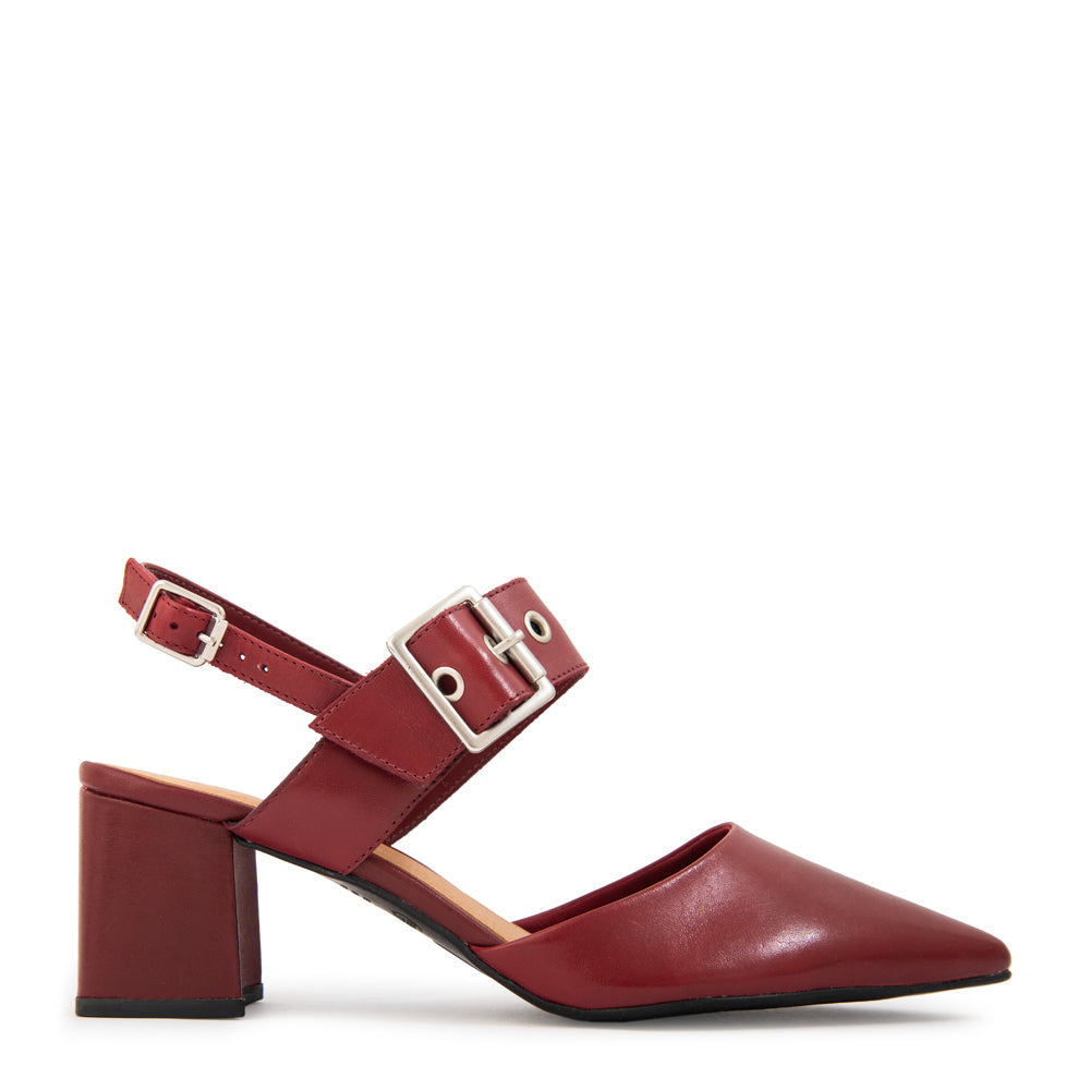 Zapato taco diana cuero burdeo