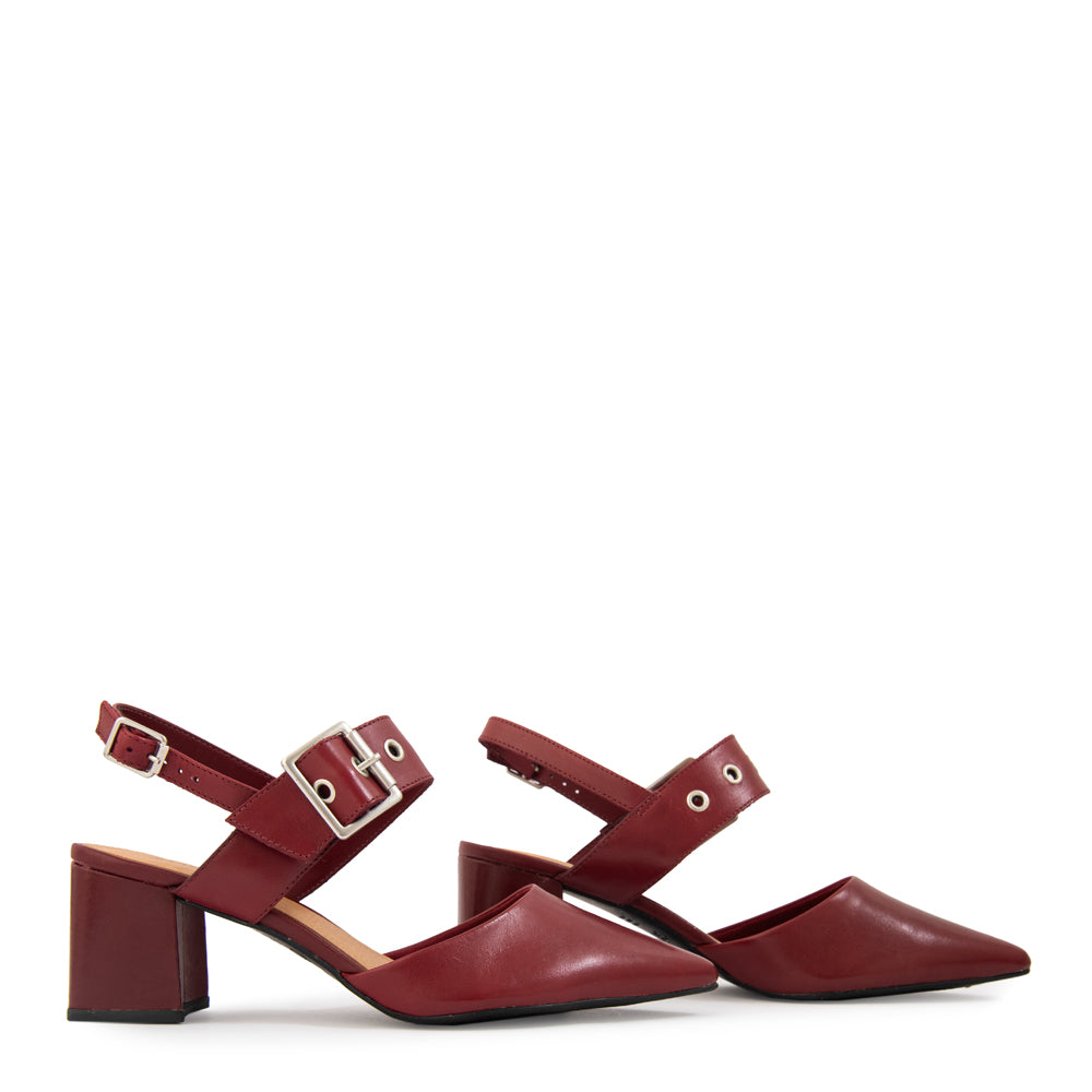 Zapato taco diana cuero burdeo