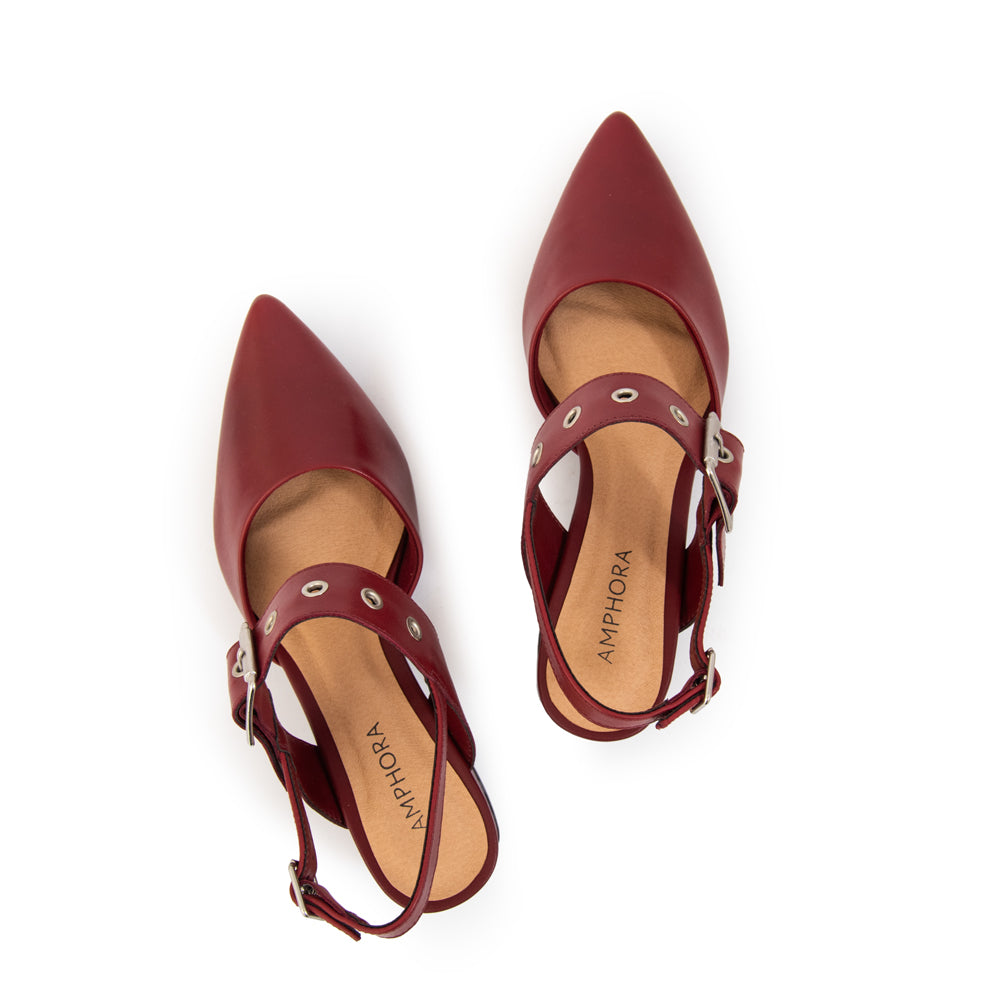 Zapato taco diana cuero burdeo