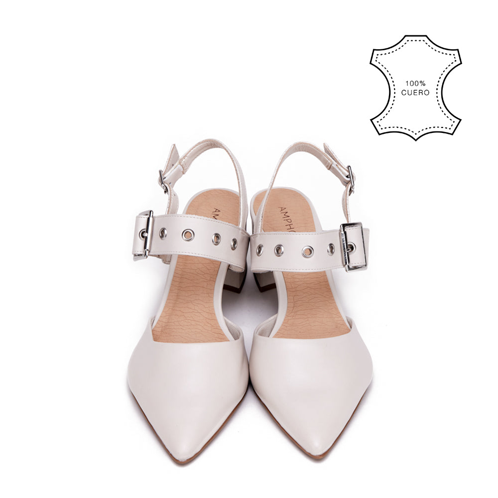 Zapato Tipo reina diana blanco crudo