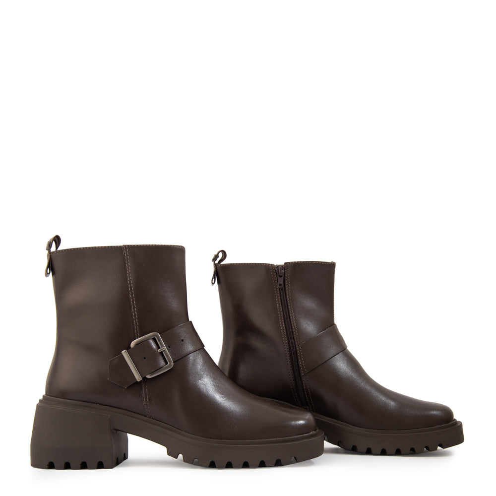 Botin drew cuero café oscuro