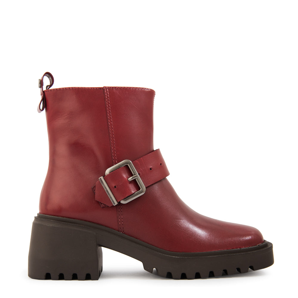 Botin drew cuero burdeo