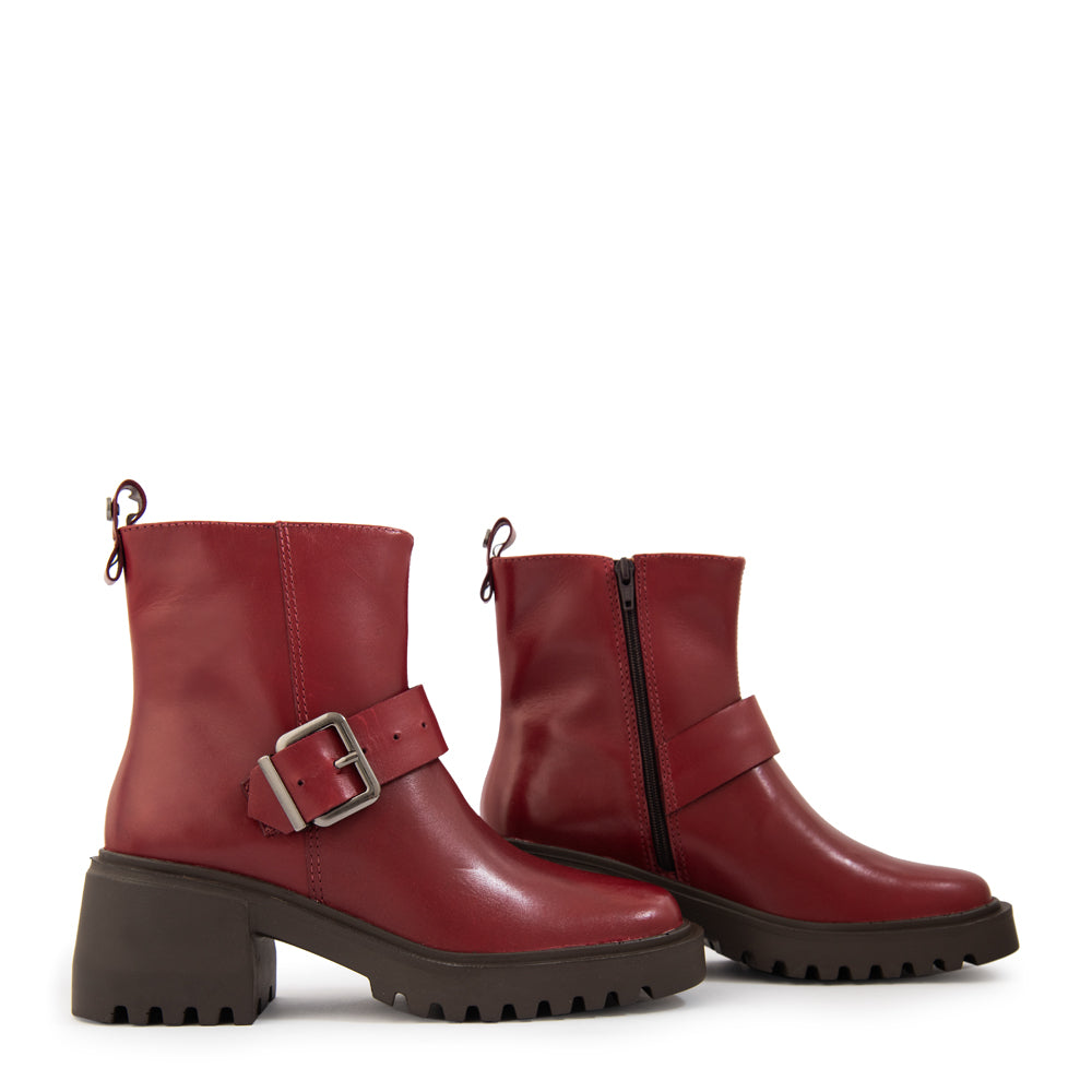 Botin drew cuero burdeo