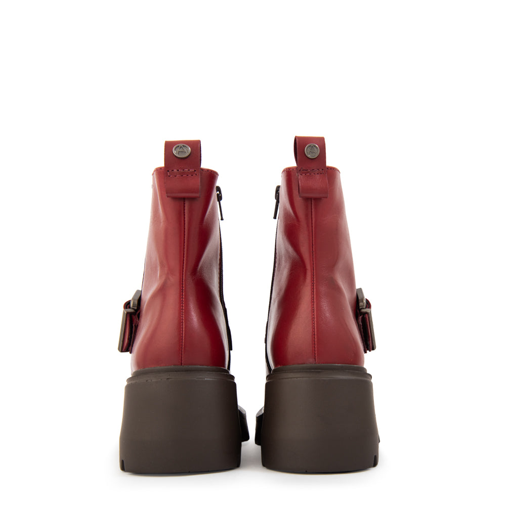 Botin drew cuero burdeo