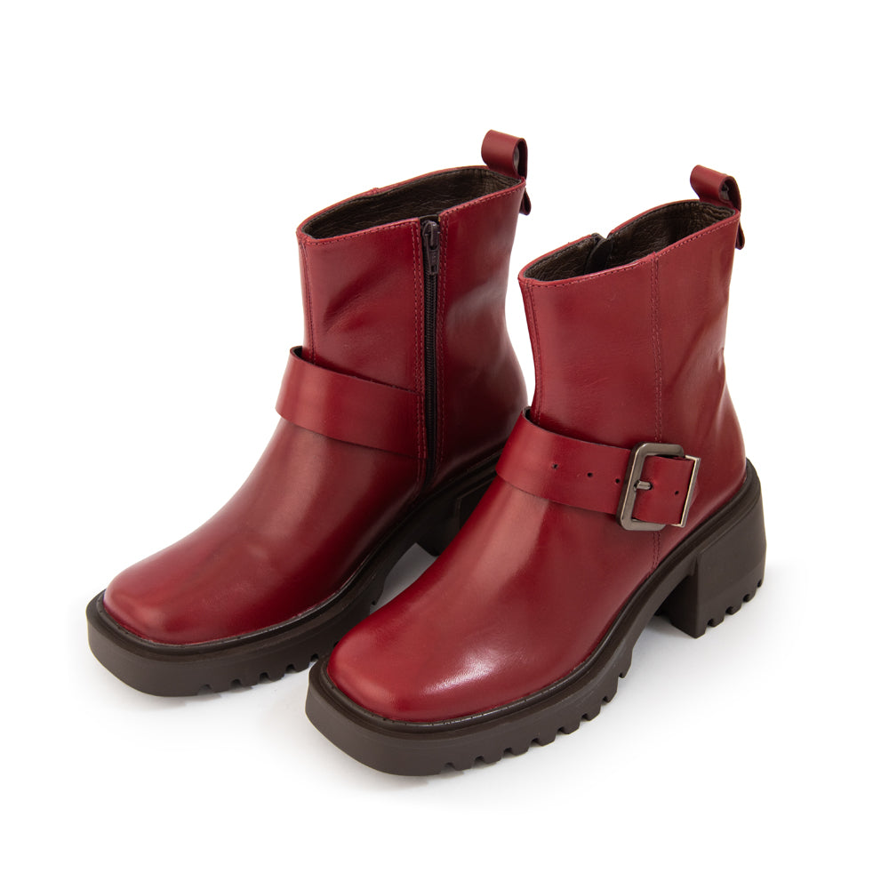 Botin drew cuero burdeo