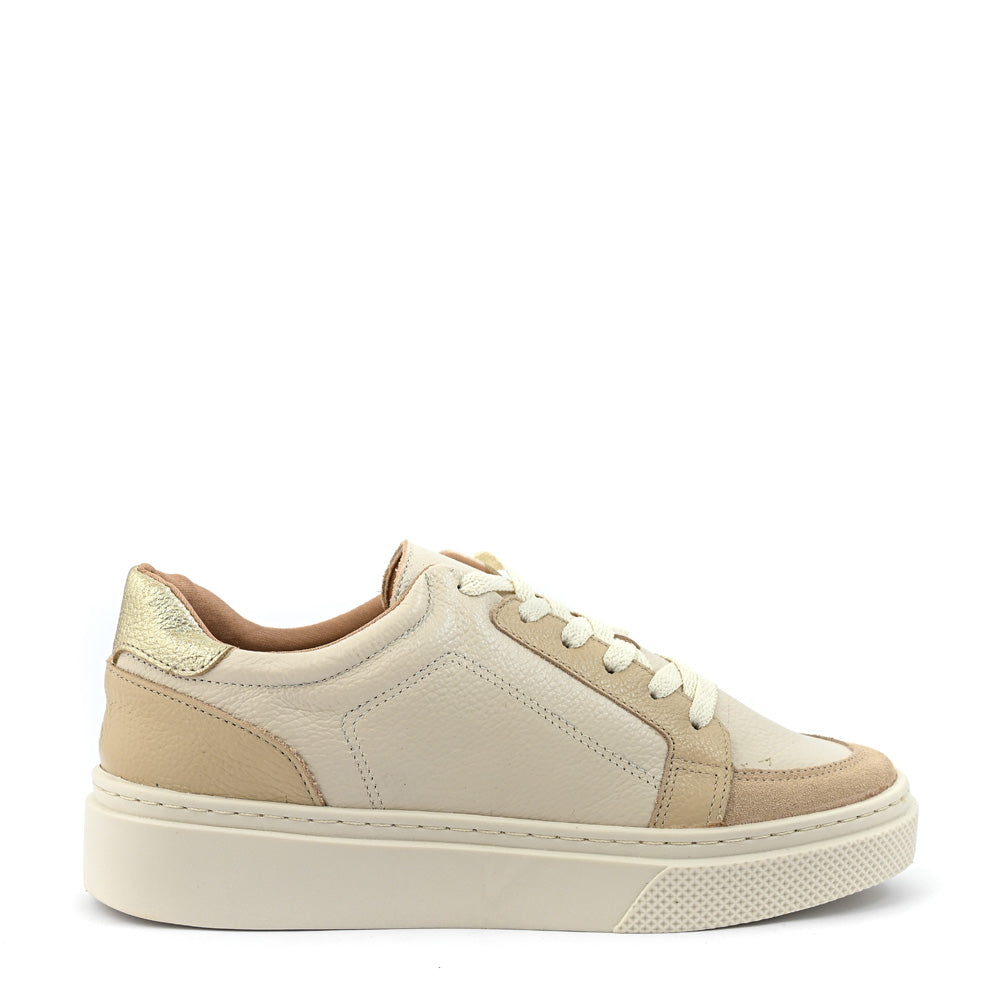 Zapatilla frany cuero beige