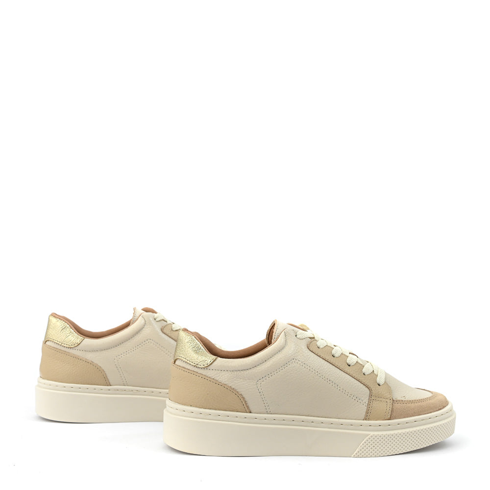 Zapatilla frany cuero beige