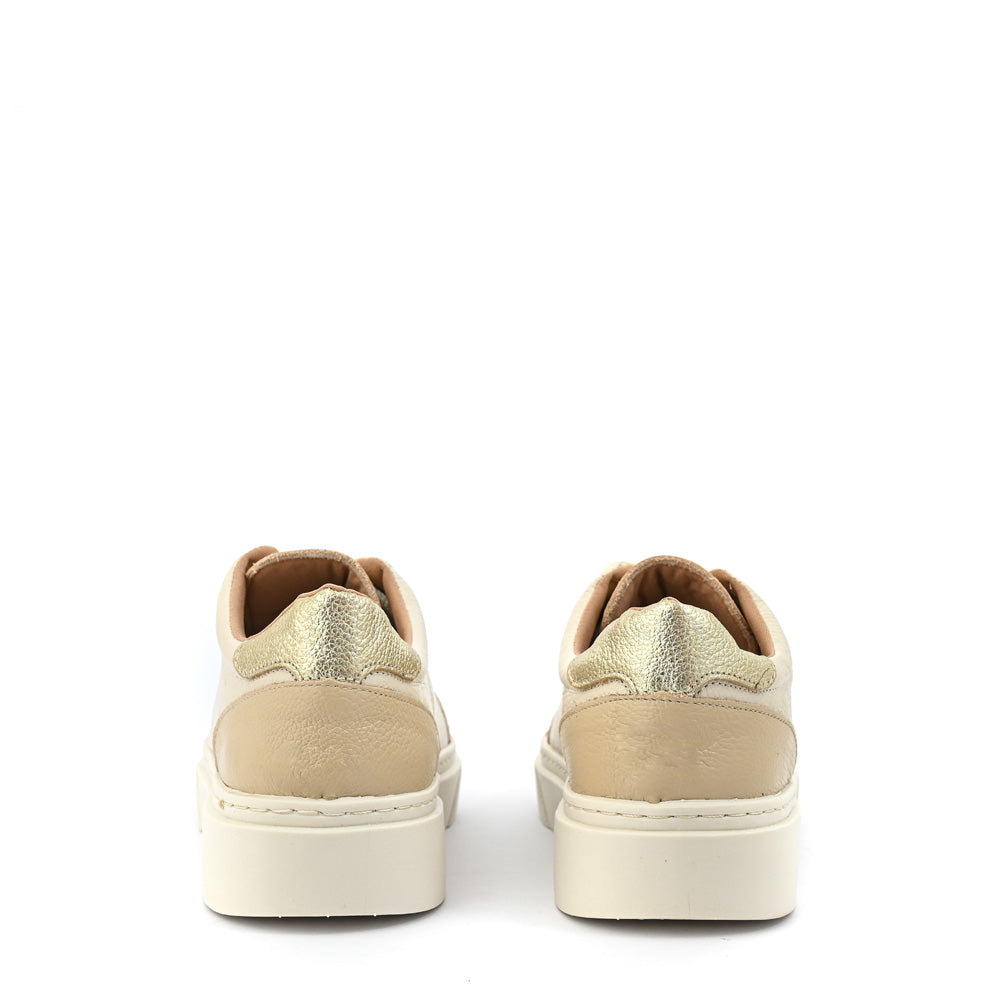 Zapatilla frany cuero beige