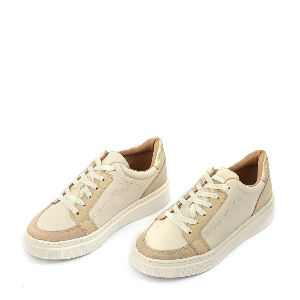 Zapatilla frany cuero beige