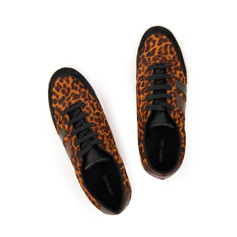 Zapatilla galia cuero animal print