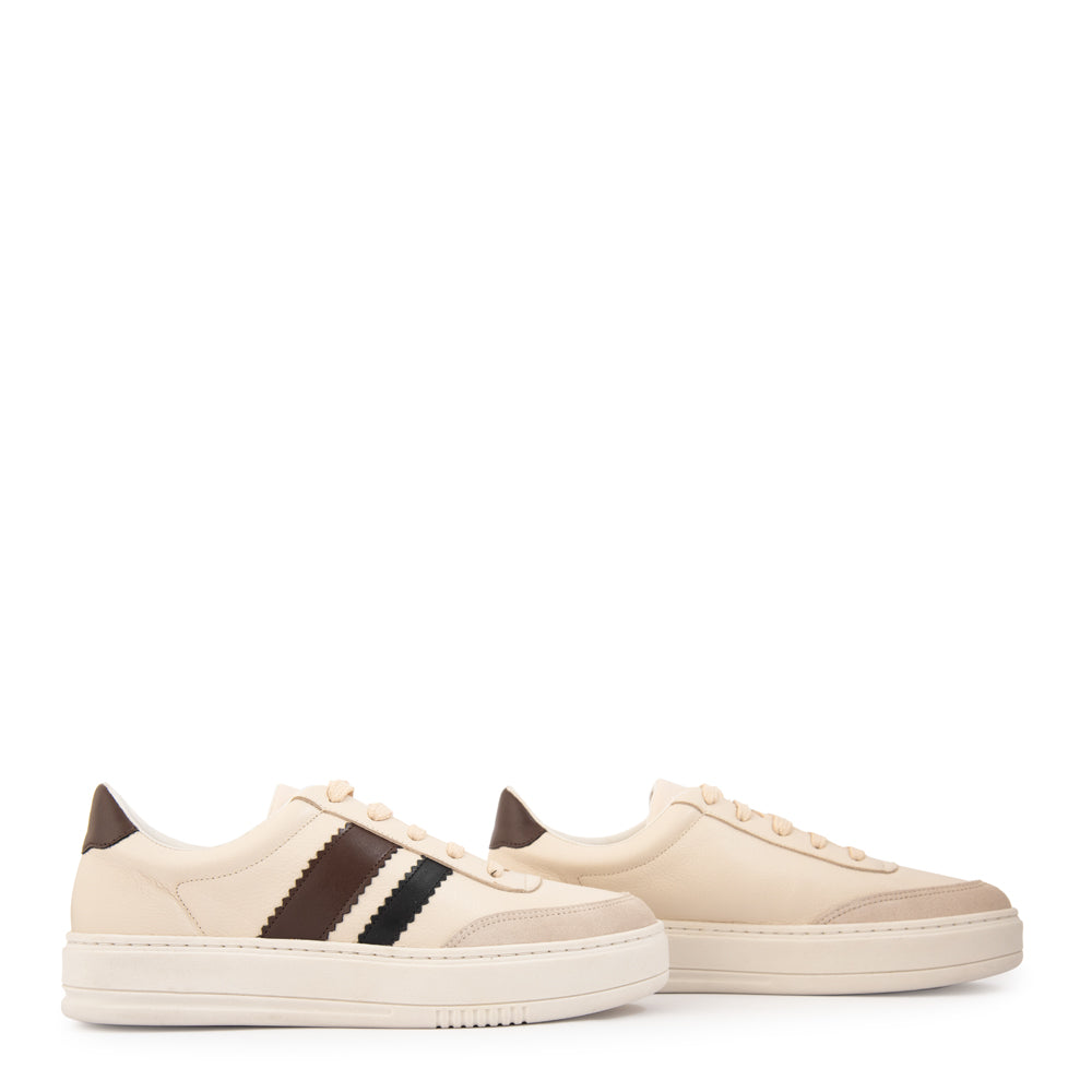 Zapatilla galia cuero blanco crudo