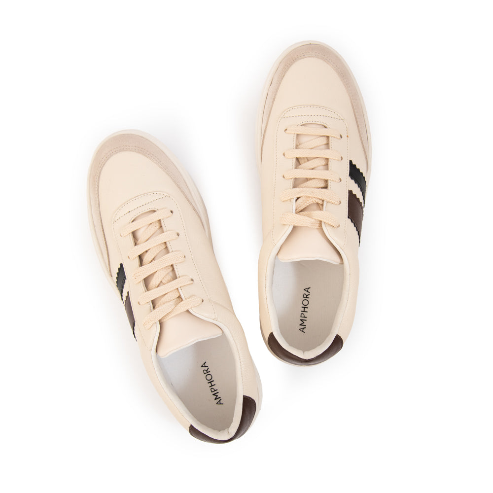 Zapatilla galia cuero blanco crudo