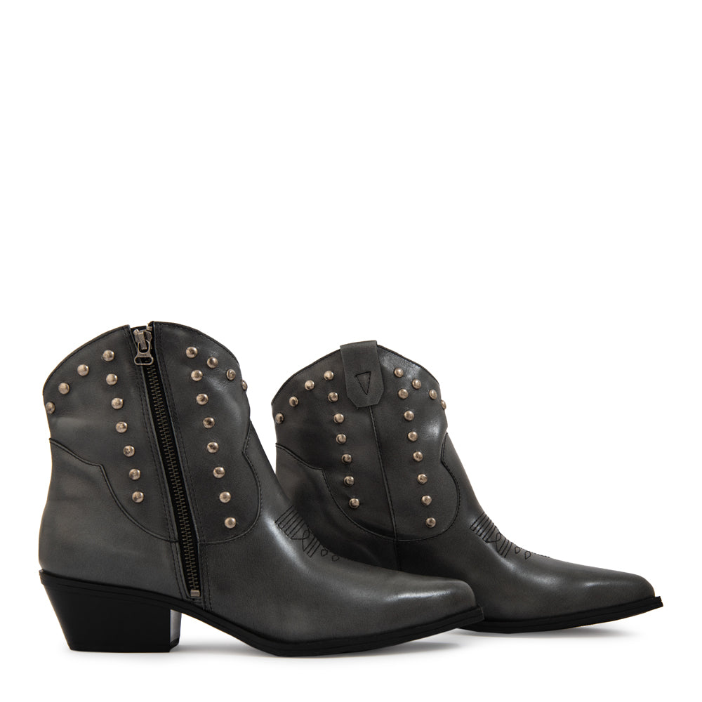 Botin Taco glen cuero negro