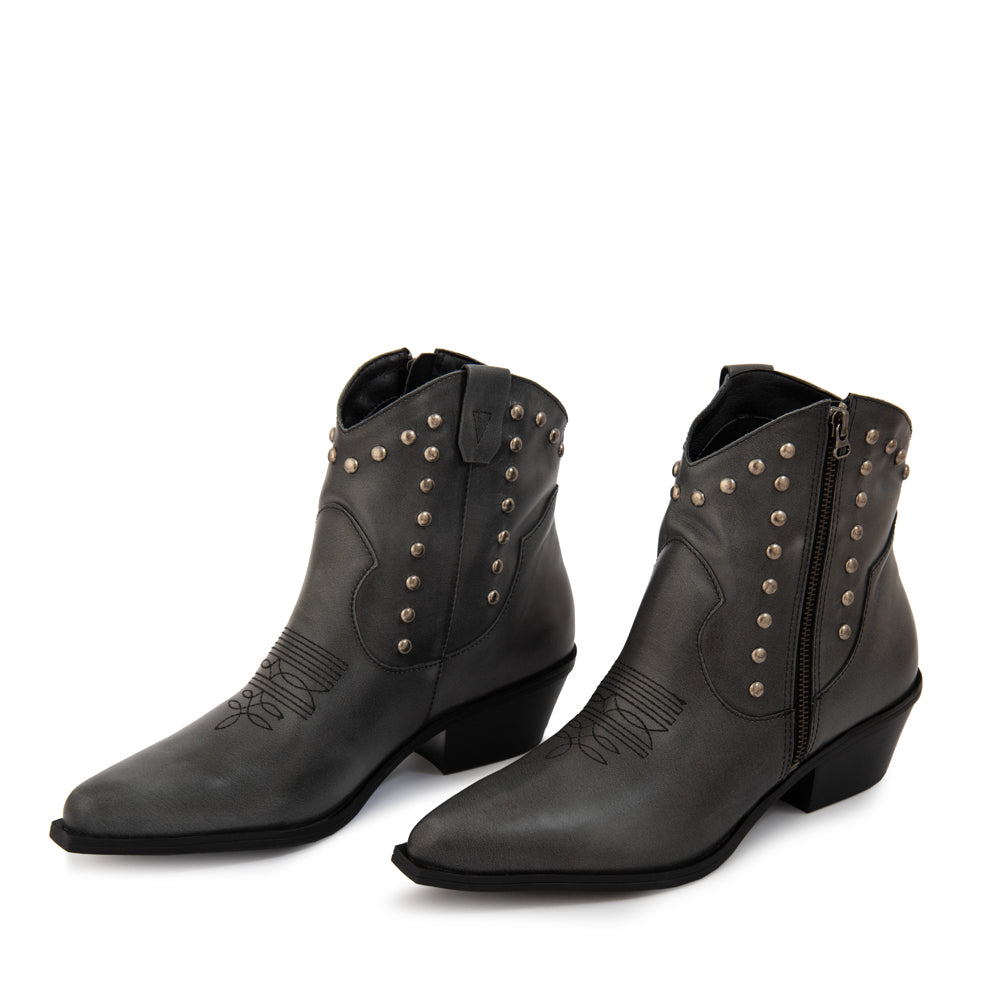Botin Taco glen cuero negro