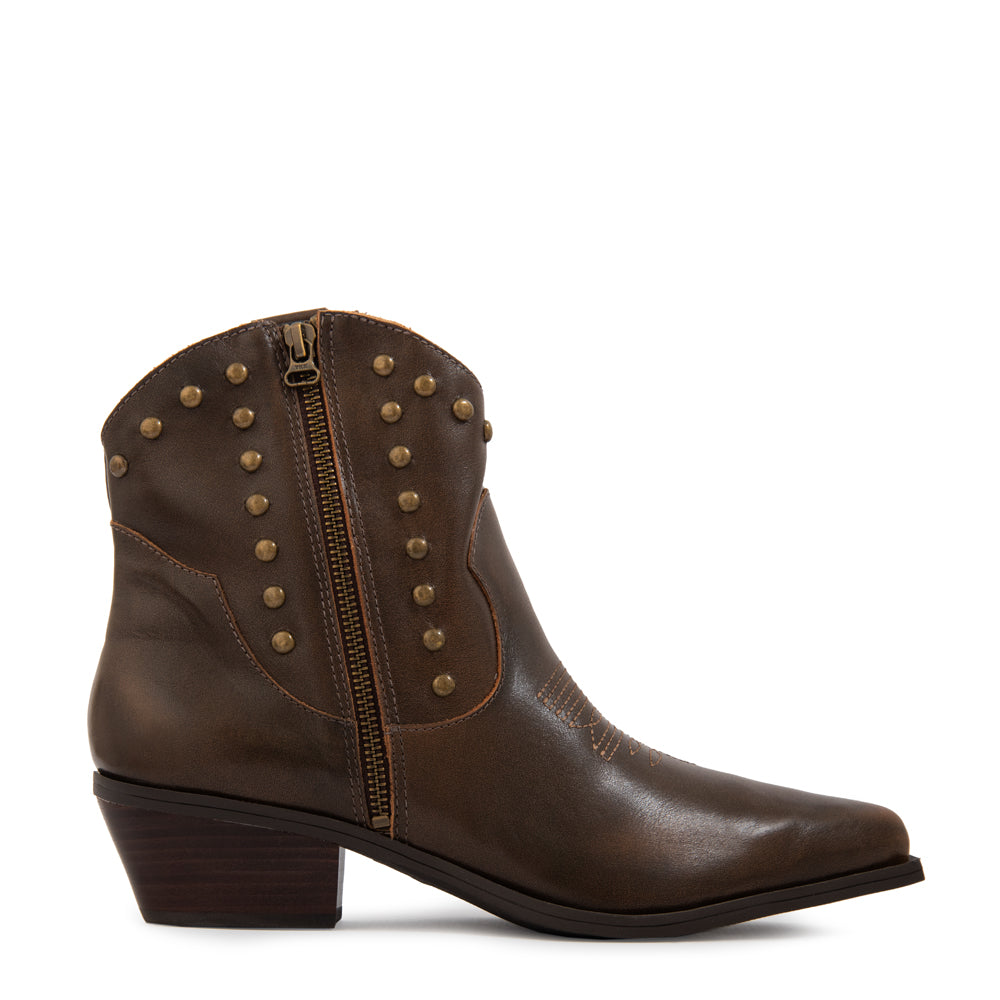 Botin Taco glen cuero café oscuro