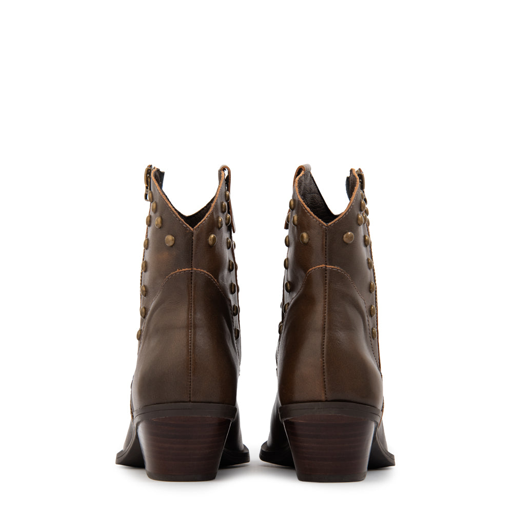 Botin Taco glen cuero café oscuro