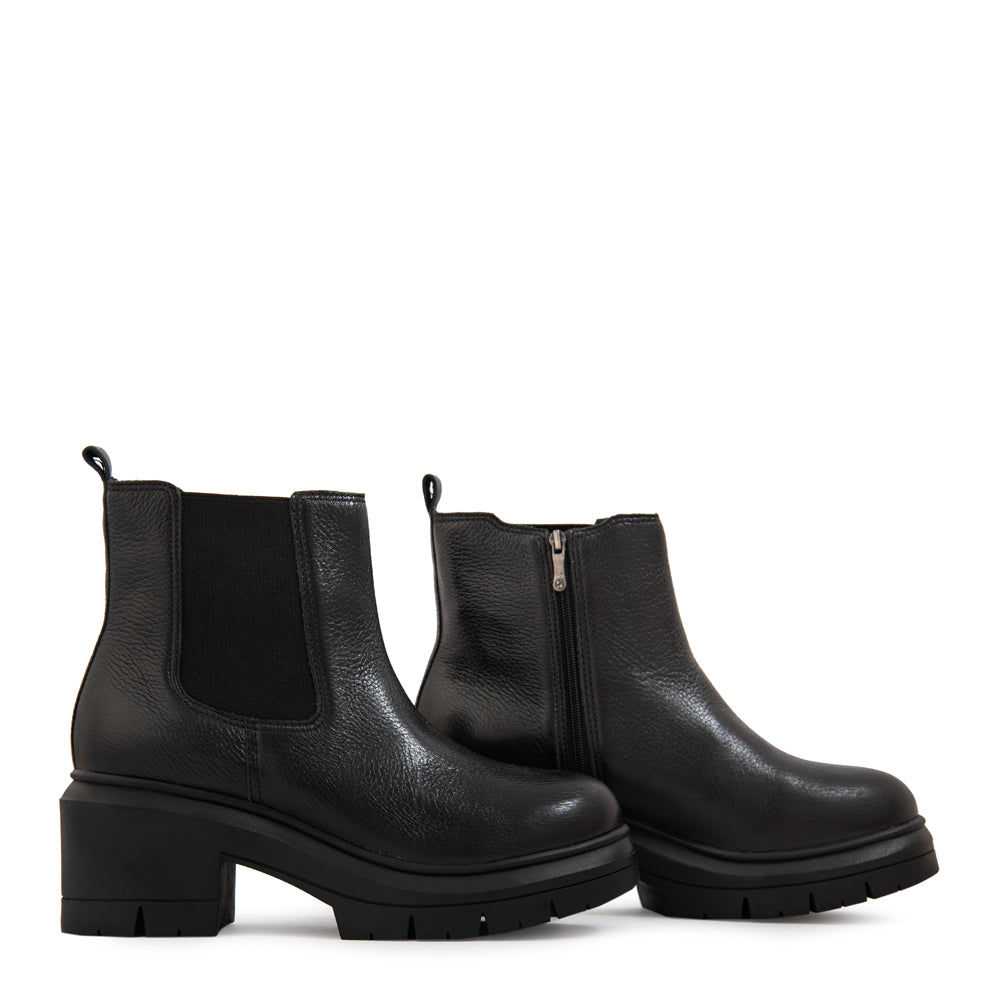 Botin Taco jacinta cuero negro