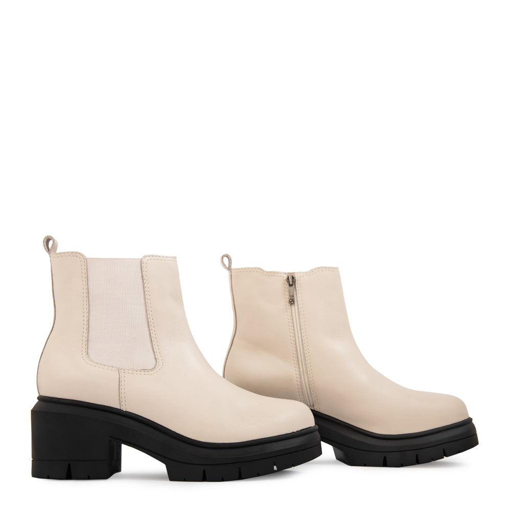 Botin Taco jacinta cuero blanco crudo
