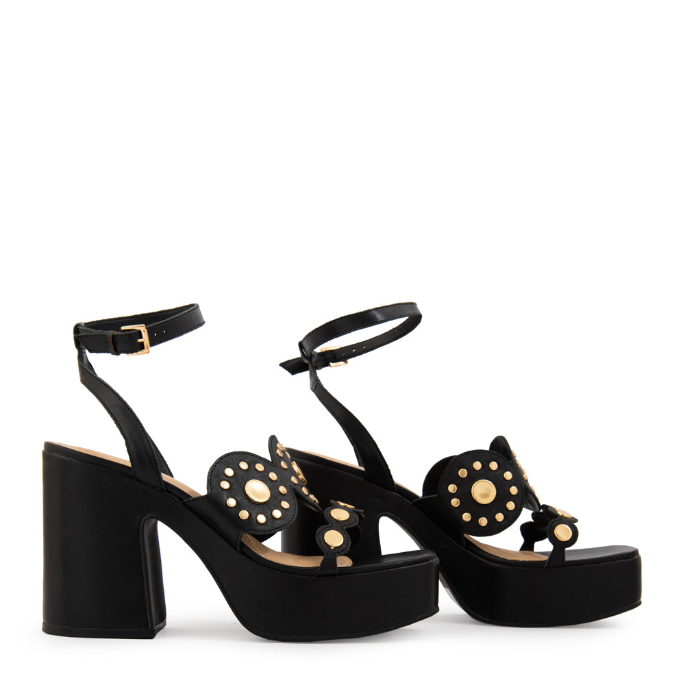 Sandalia jenifer cuero negro