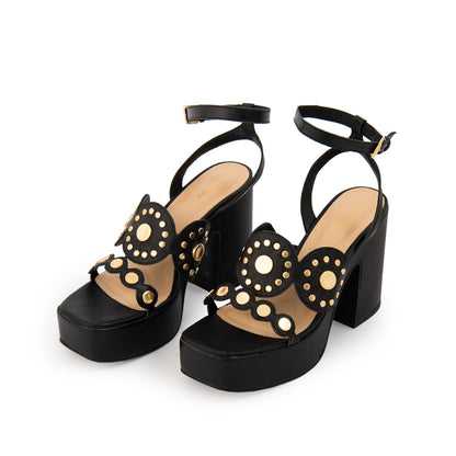 Sandalia jenifer cuero negro