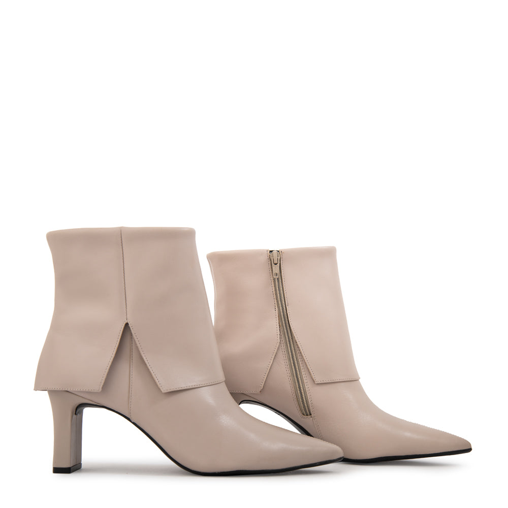 Botin Taco kristen cuero beige
