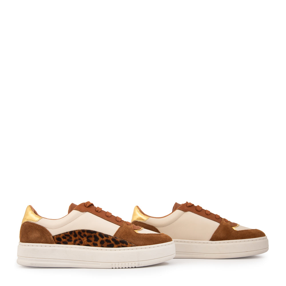 Zapatilla kristen  cuero camel