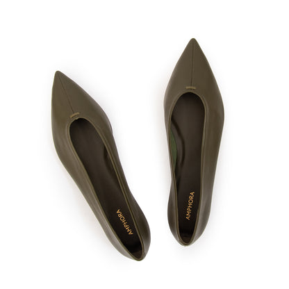 Ballerina lauren cuero verde oliva