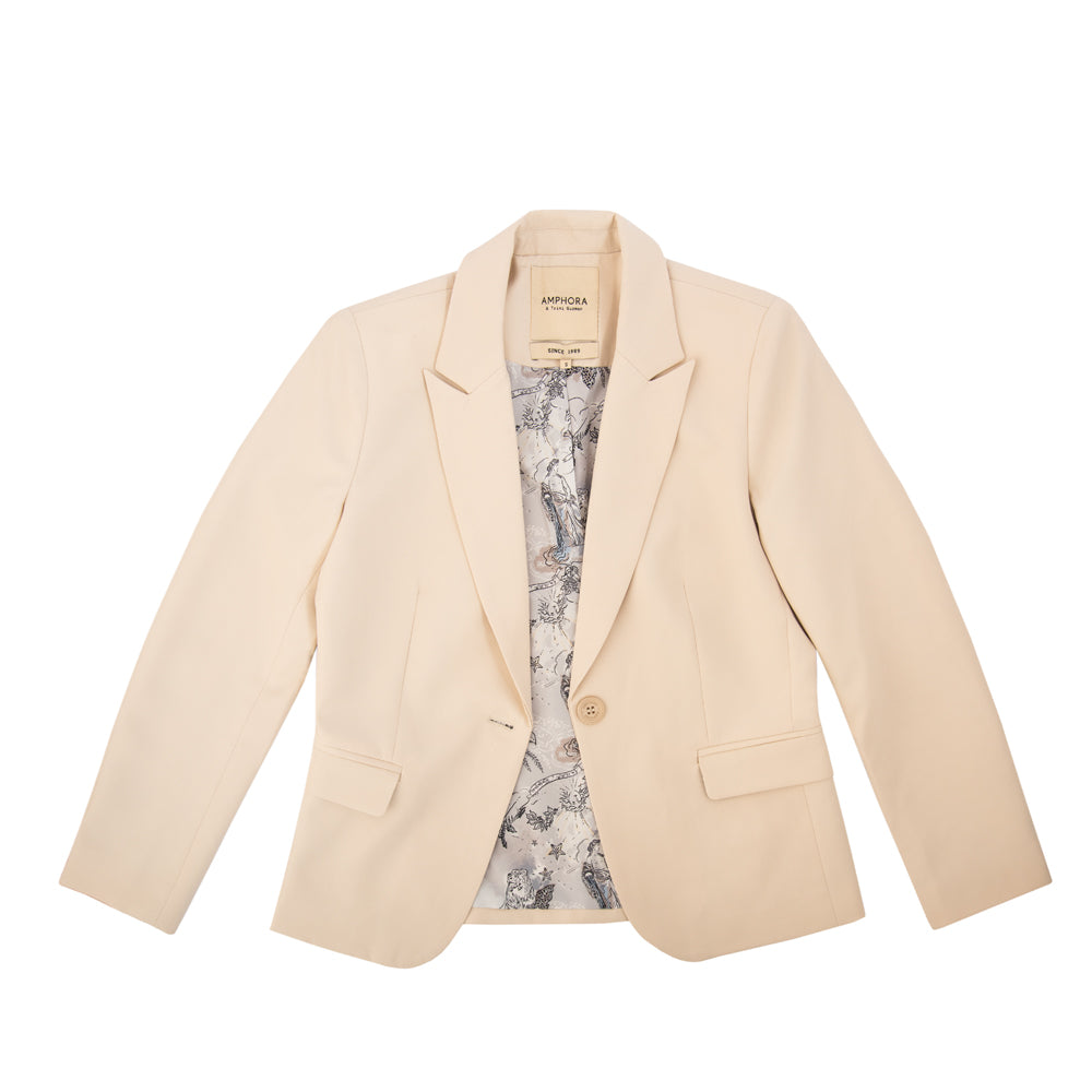 Chaqueta blazer lisa beige