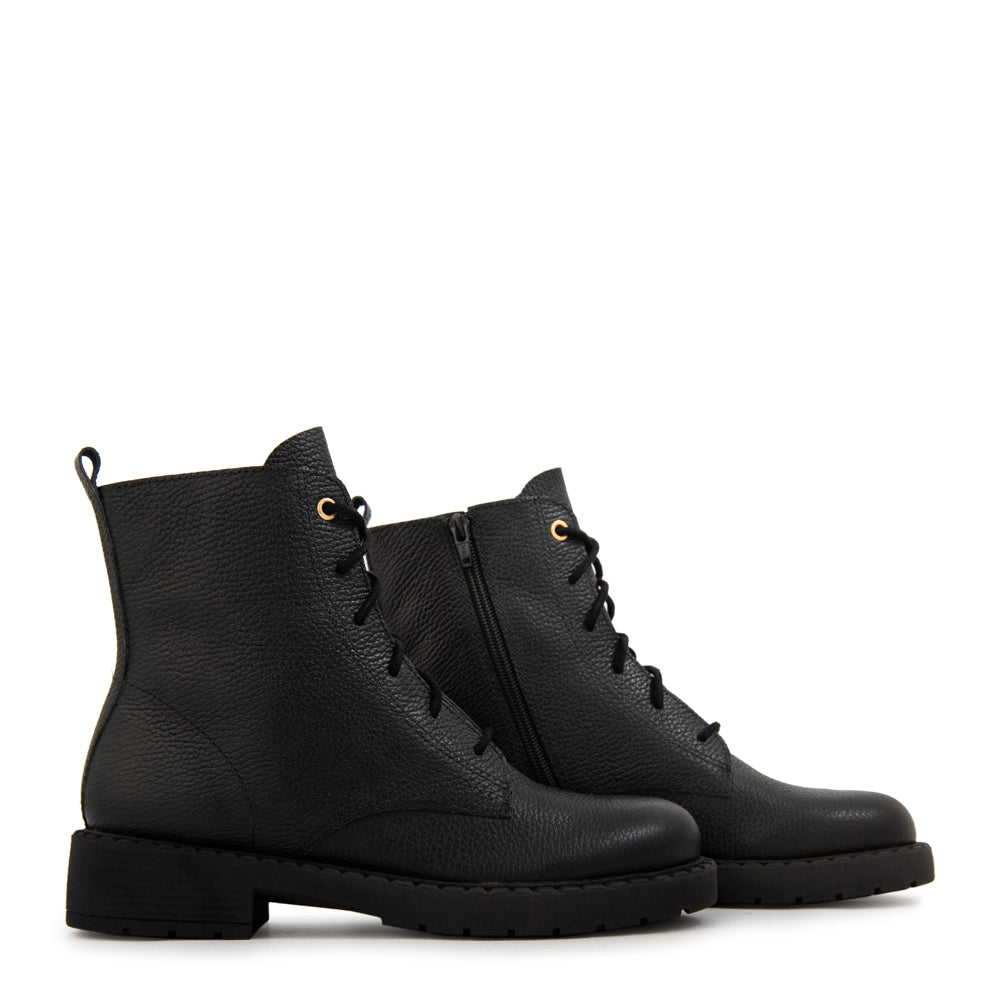 Botin Taco mae cuero negro