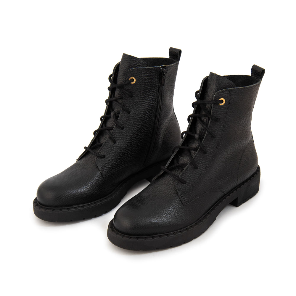 Botin Taco mae cuero negro