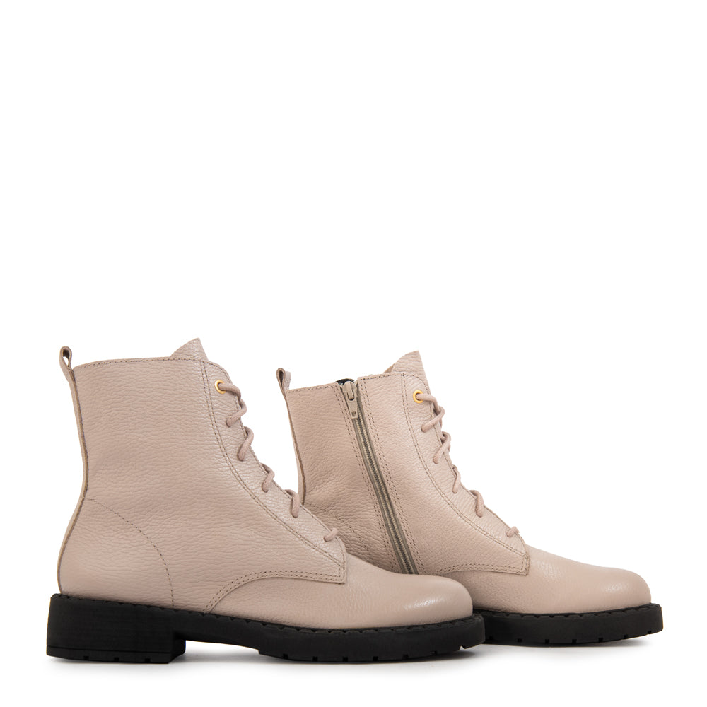 Botin Taco mae cuero beige