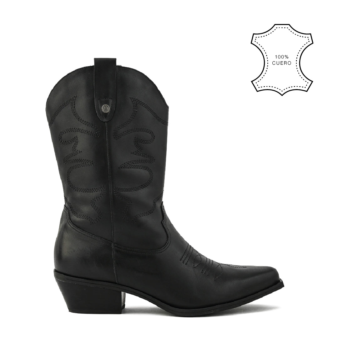 Bota marcella cuero negro