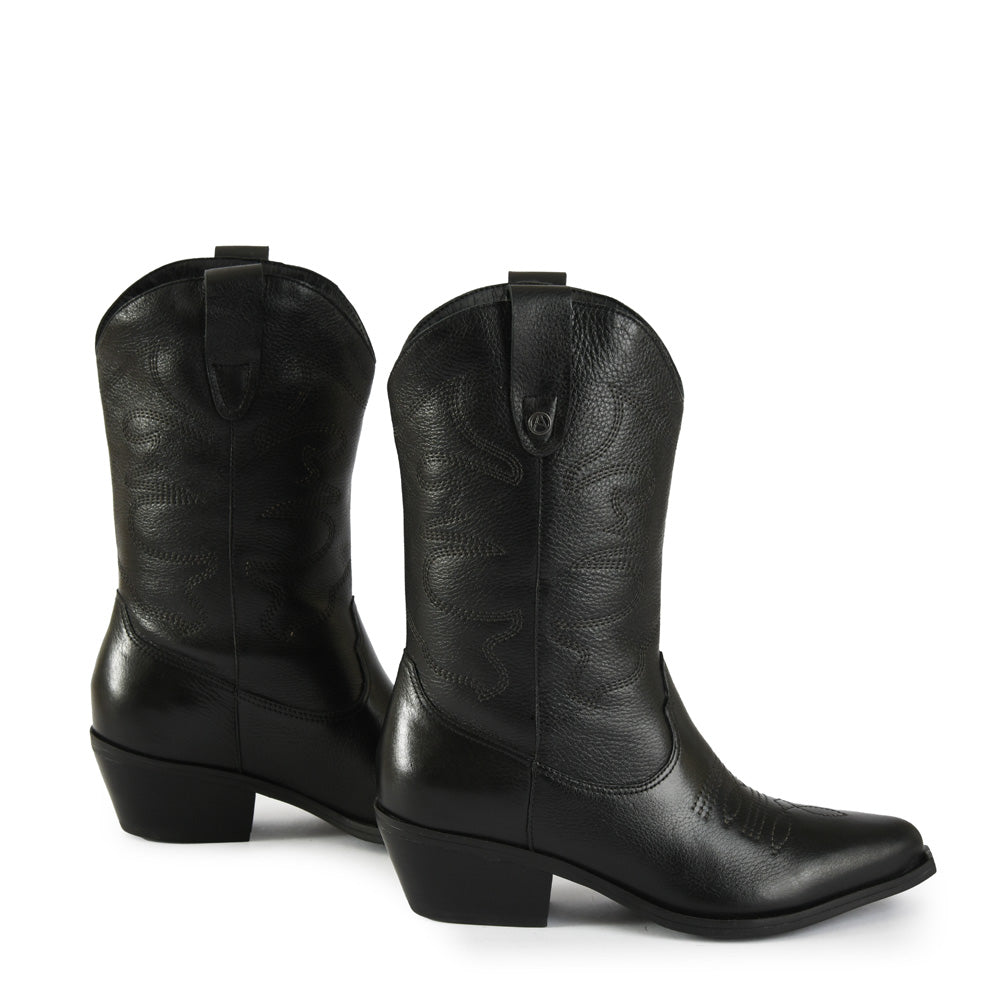 Bota marcella cuero negro