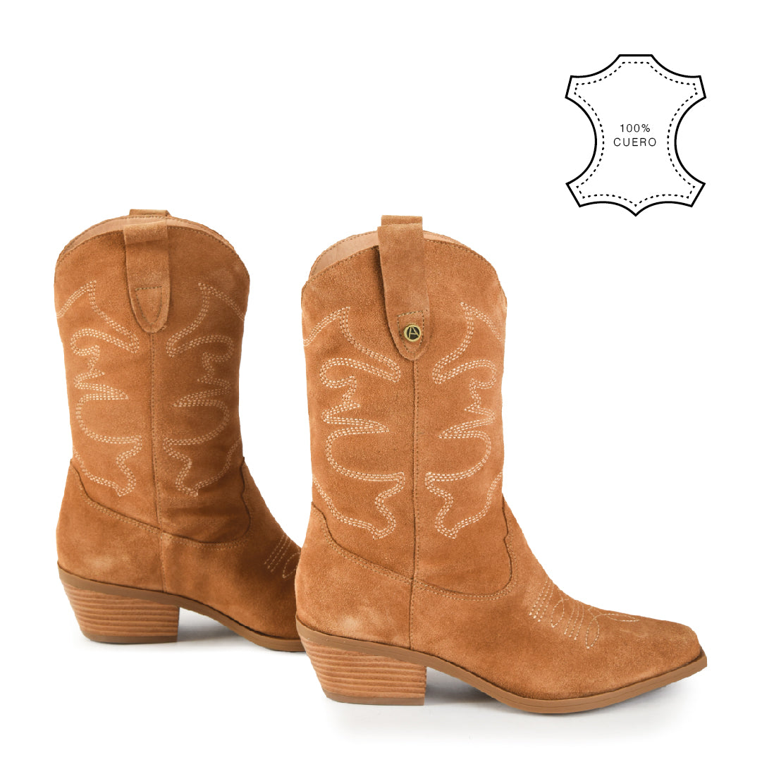 Bota marcella cuero beige oscuro