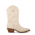 Bota marcella cuero blanco crudo